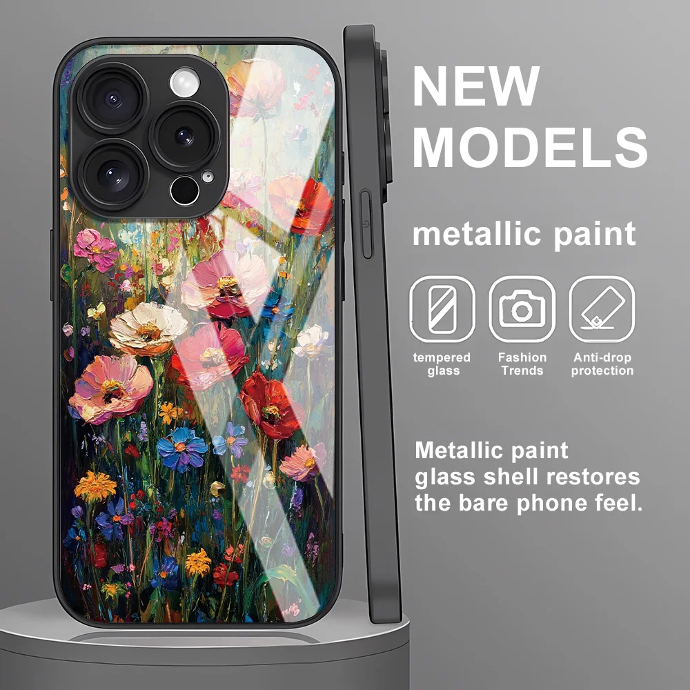Чехол из закаленного стекла для iPhone 16 Pro Max Чехлы для iPhone 17 Air 16 15 14 13 12 11 Pro 16 Plus X XS XR 7 8 SE2 Fundas Flower Cover Чехол из закаленного стекла для iPhone 16 Pro Max Чехлы для iPhone 17 Air 16 15 14 13 12 11 Pro 16 Plus X XS XR 7 8 SE2 Fundas Flower Cover