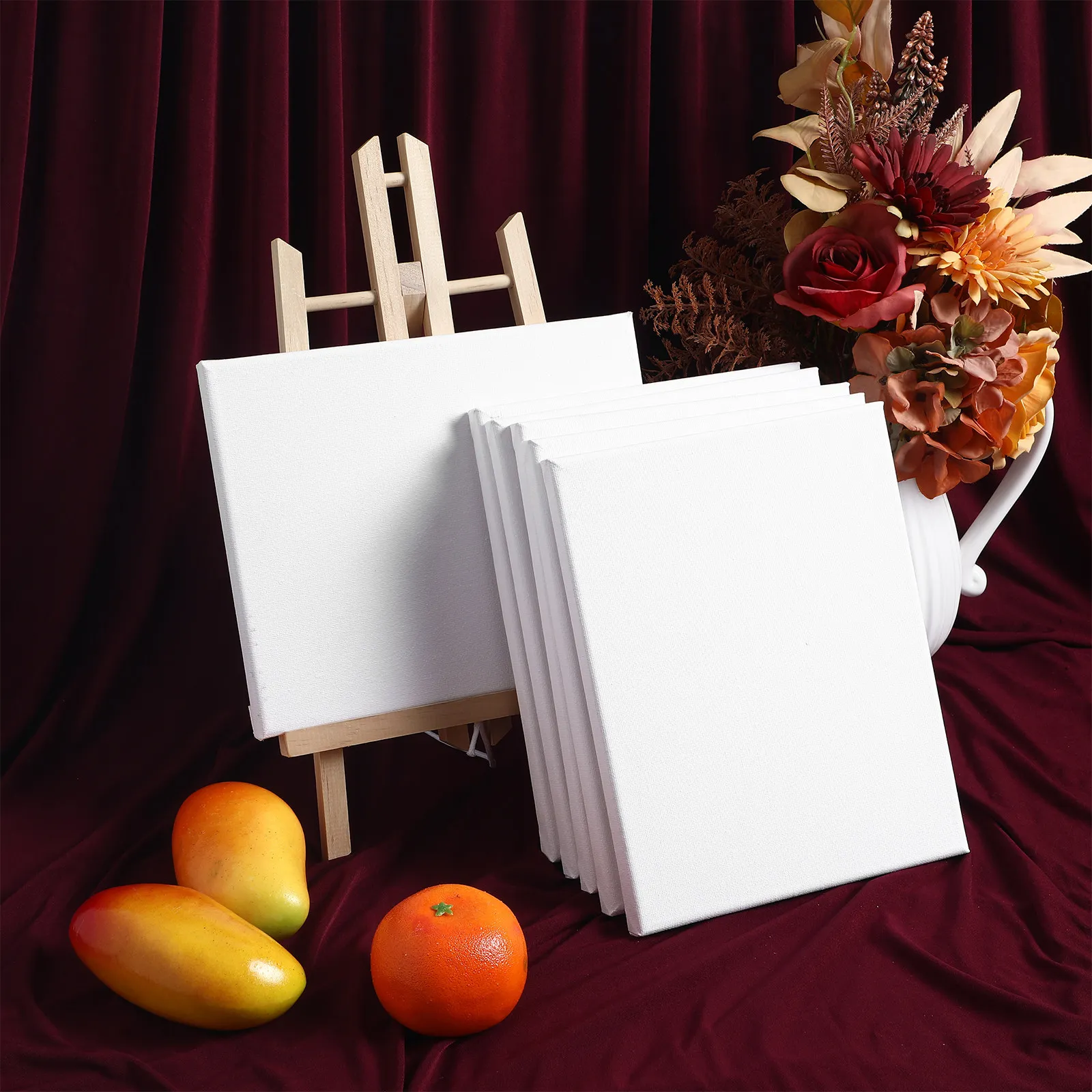 6Pcs Painting Canvas Fabric Canvas Boards Blank Artist Panels for Oil Acrylic Watercolor Drawing Blank