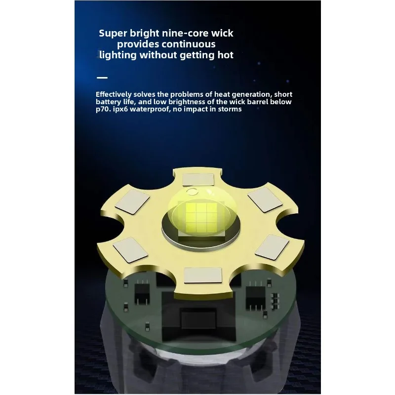 P70 Zoom Tactical Flashlight: Outdoor High-Power, Rechargeable, Large Capacity, Long-Lasting, Emergency & Home Lighting