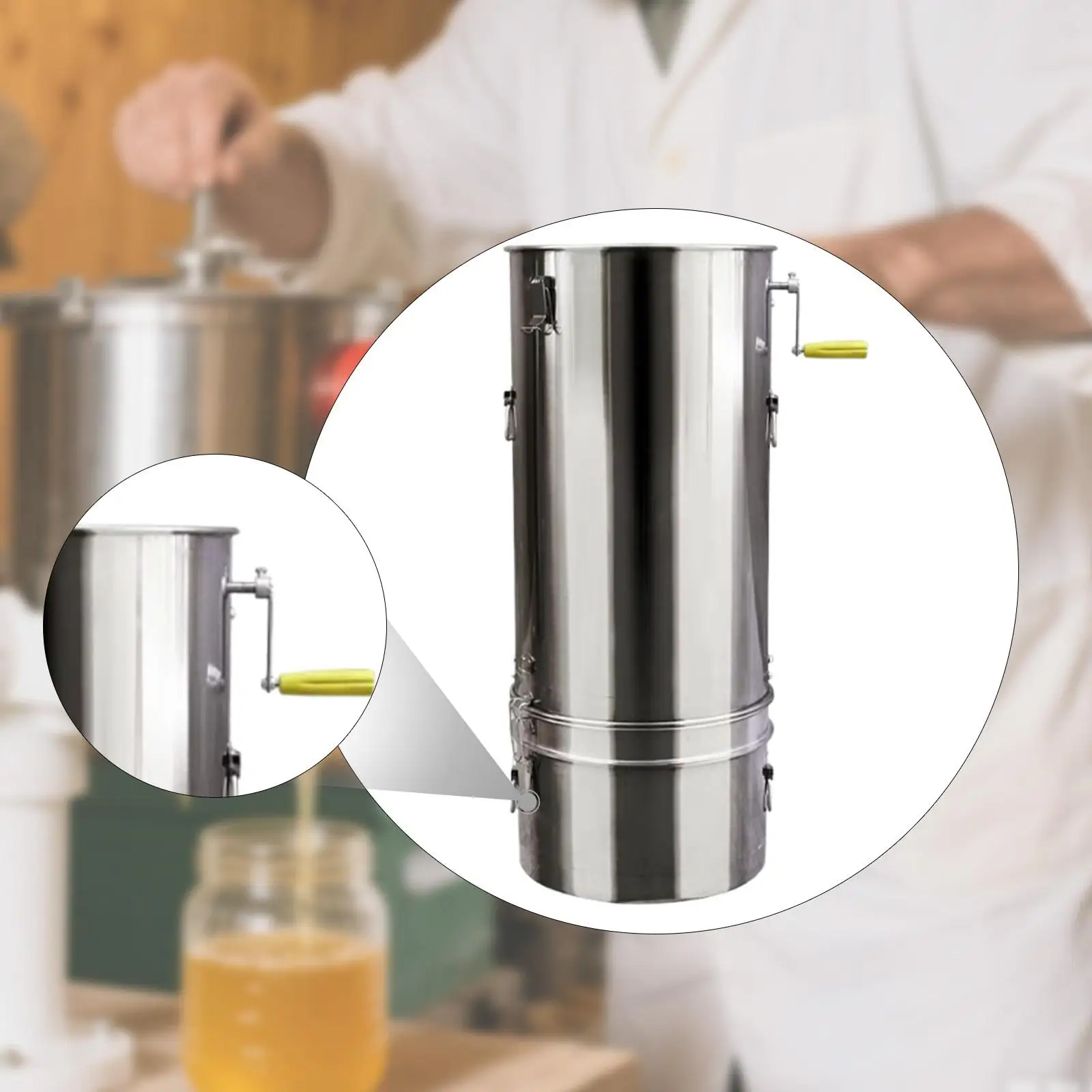 

Honey Extractor Separator Beekeeper with Strainer Honeycomb Extraction Centrifuge Equipment Manual Crank Honeycomb Drum Spinner