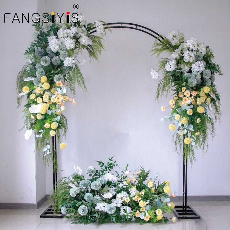 

blue Wedding Arch Backdrop Decor Artificial Flower Row Arrangement Hanging Corner Flowers Party showcase road floor Flower Row