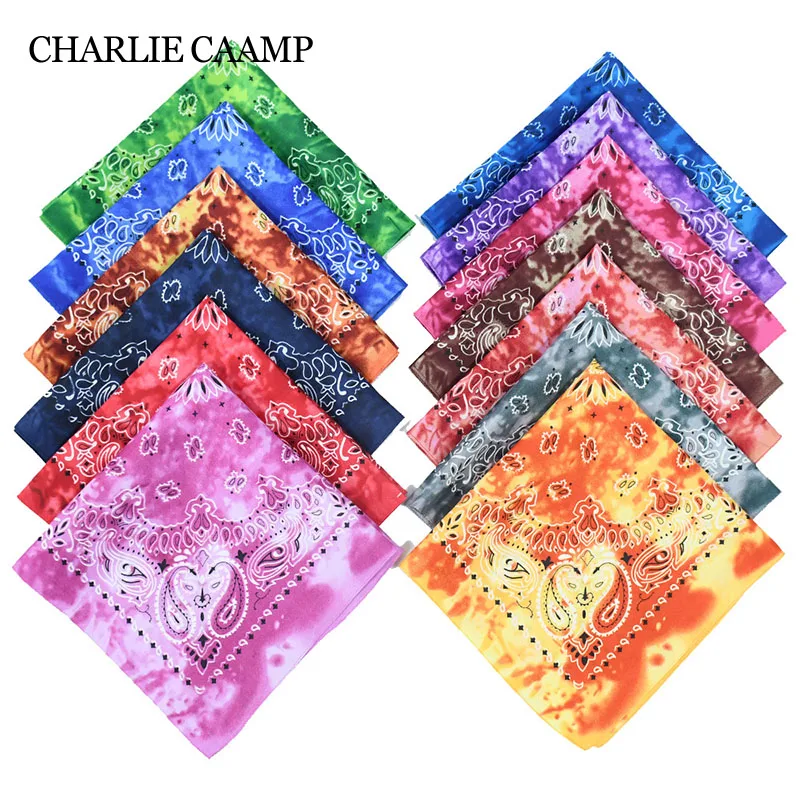 Cashew Tie dye Square Scarf Hair Band Masks Scarf Cotton Bandana Hip Hop Paisley Headband Kerchief Neck Wrap Men Women Scarves