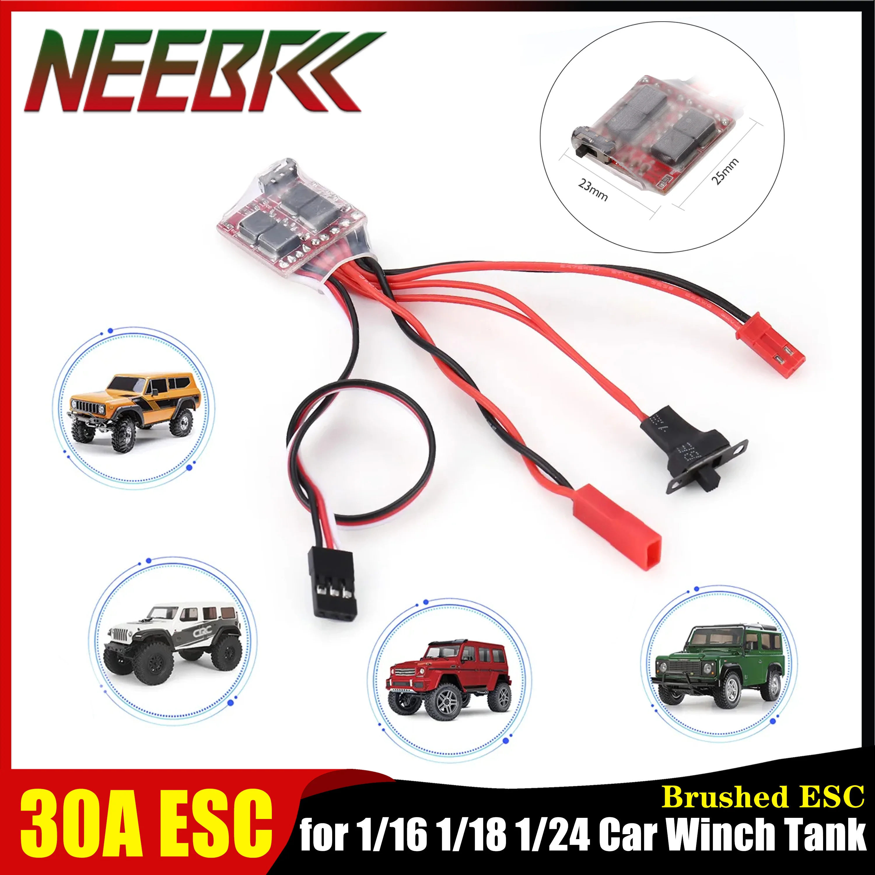 

RC 30A Мини-матовый ESC Электрический регулятор скорости вперед и назад Тормозной двигатель для 1/16 1/18 1/24 Автомобильная лебедка Танк Лодка Аксессуары