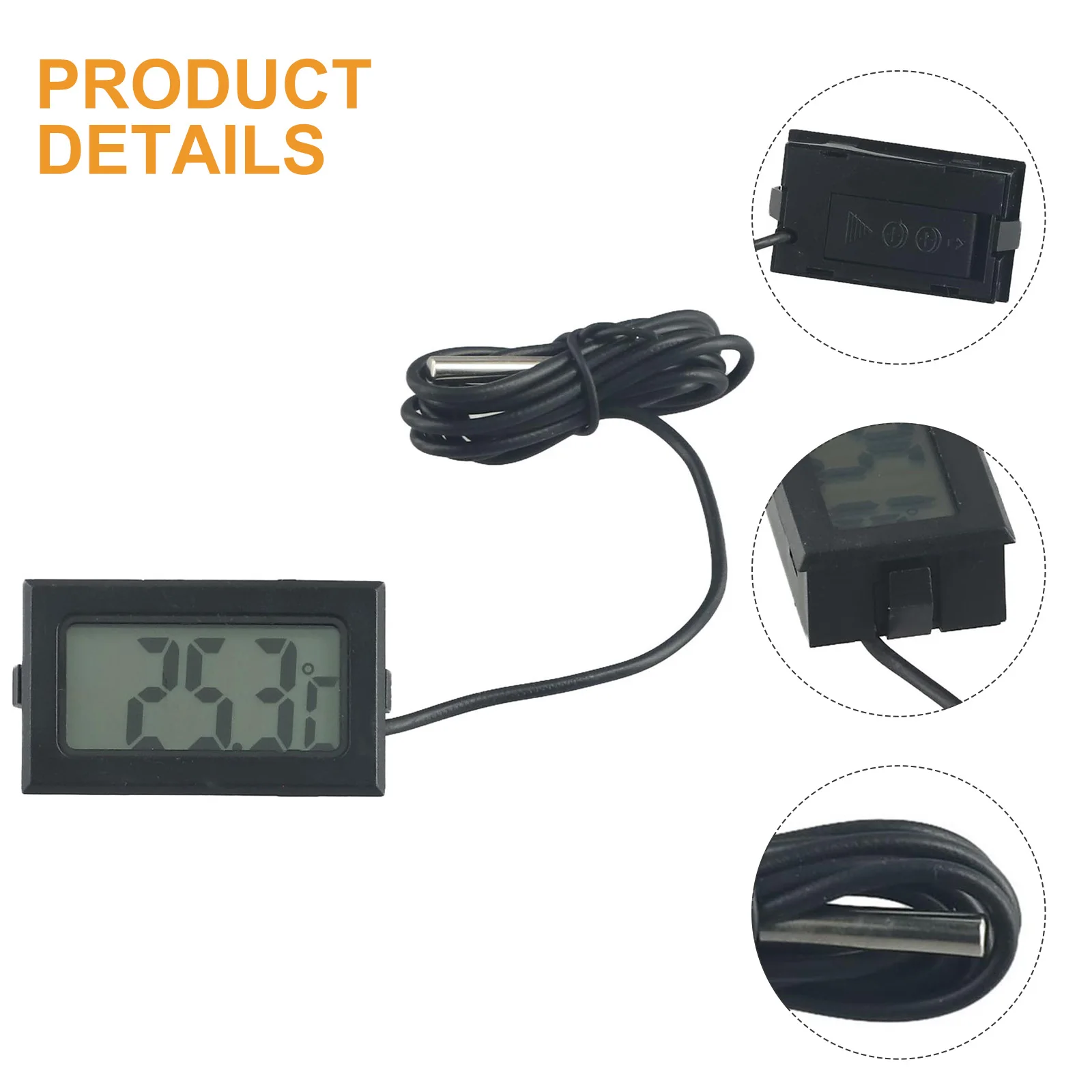 1pcs Thermometer W/Waterproof Probe -50°C ~ +110°C 48*28*15mm High Quality Meter Temperature w/Waterproof Probe