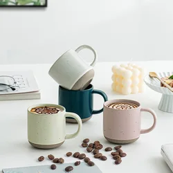 Custom Modern Design White Small frosted ceramic tumblers Unglazed Base Speckled Coffee Mug With Handle Speckled Ceramic Mug