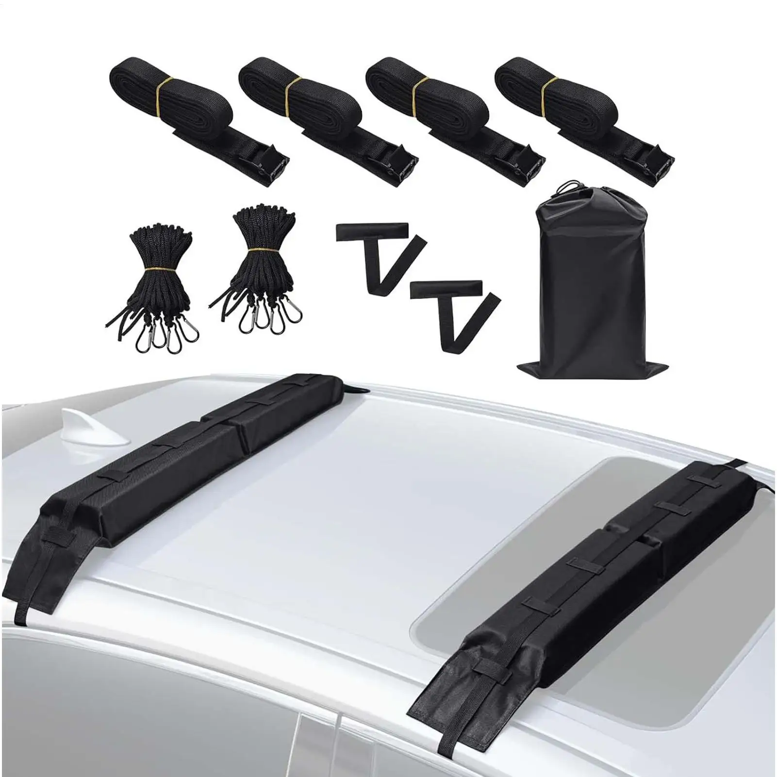 Portaequipajes de Techo para Auto, Almohadilla Protectora para Tabla de Surf, con Cuerdas de Sujeción, para Kayak y Tabla de Surf