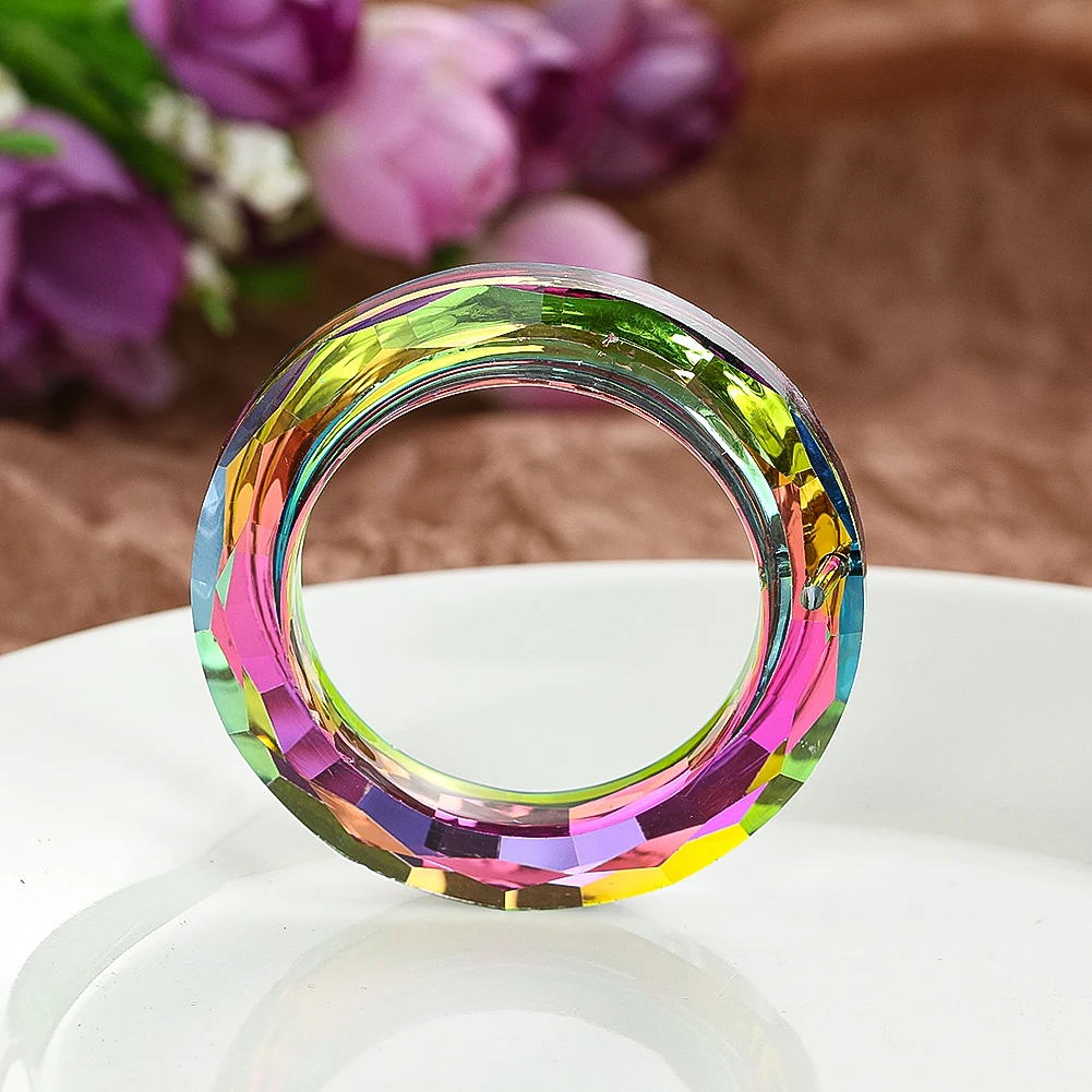 50mm Rainbow Ring Circles Crystal Prism Hanging Pendant DIY Suncatcher Making Supplie Sparkling Chandelier Pillar Lamp