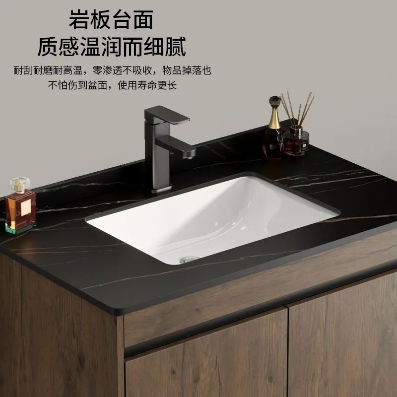 Factory Wholesale Floor Standing Bathroom Vanities Modern Washbasin and Bathroom Cabinet Waterproof Counter Top at Price view 2