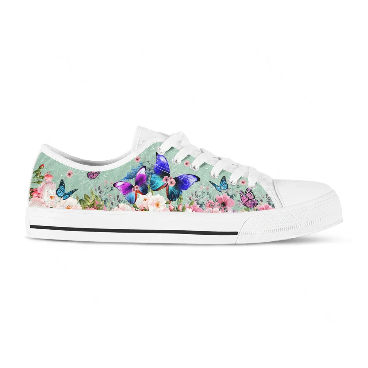Women Shoes Summer New Purple Butterfly Breathable Board Shoes Casual Shoes Canvas Lace Up Low Top Women's Shoe