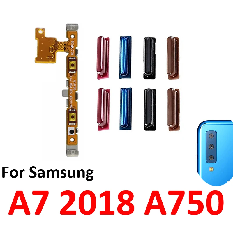 For Samsung Galaxy A7 2018 A750 A750F Phone Volume Button Up Down External Key Internal Flex Cable Ribbon Repair Parts Black