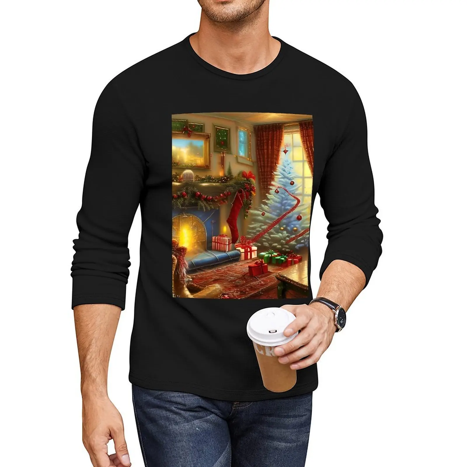 Festive Livingroom Long T-Shirt sublime t shirt t shirt men