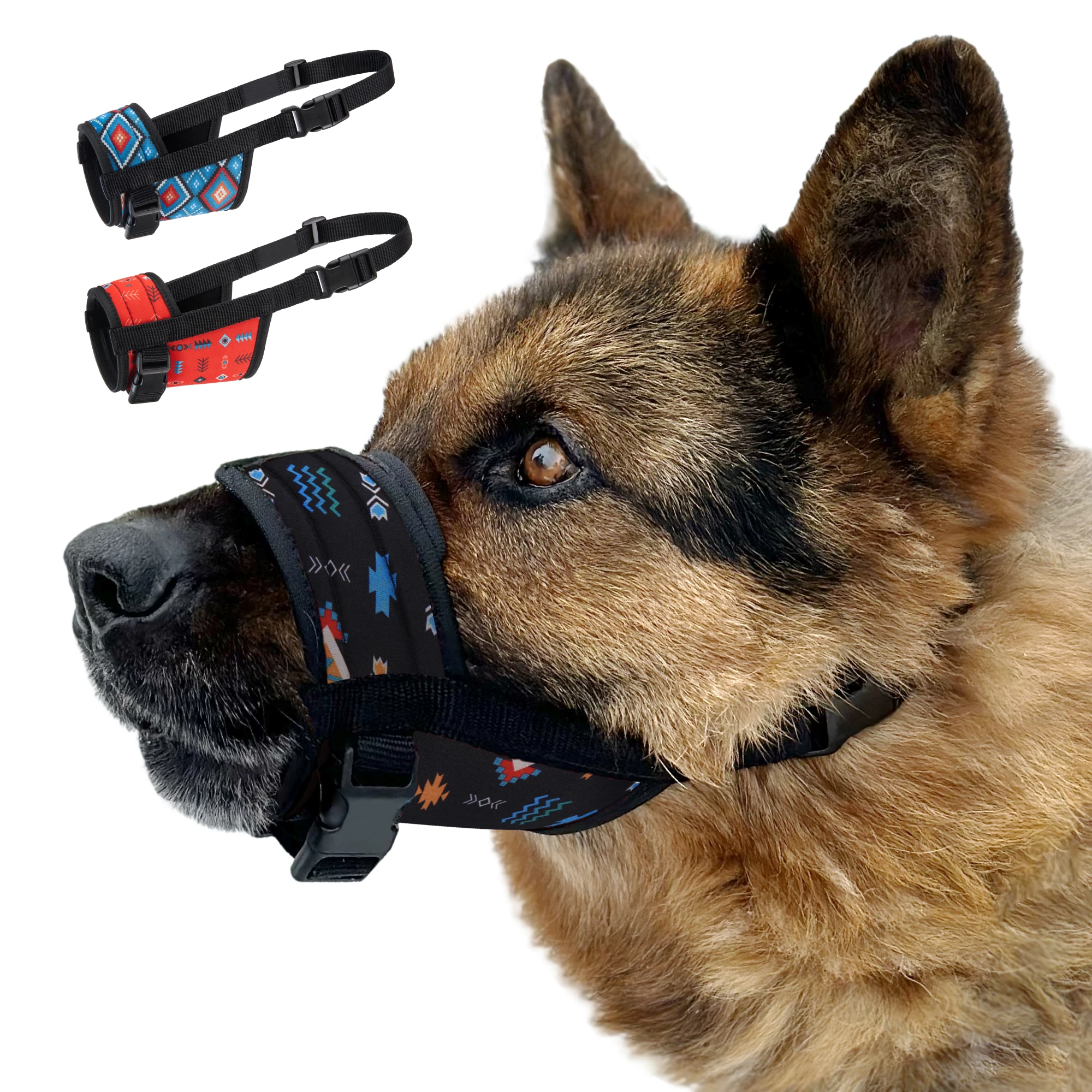 UFBemo Dog Muzzle Puppy and Large Dog Anti Barking Adjustable Anti-biting Mesh Breathable Soft Pet Mouth Muzzles Straps Doggie