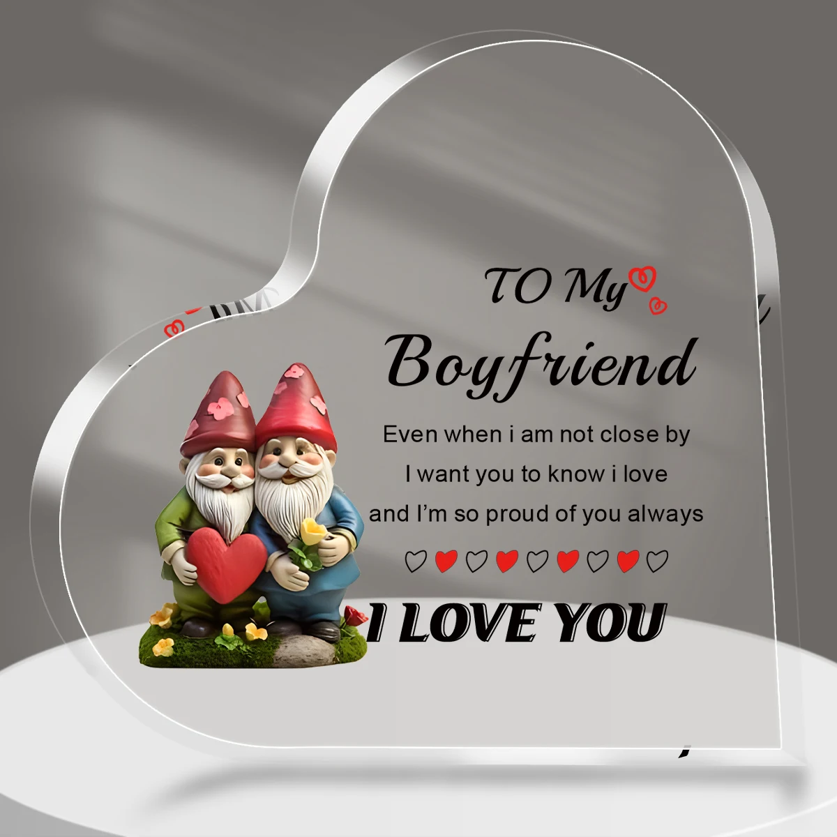 To My Boyfriend Heart Plaque Sign Birthday Gifts for Him Acrylic Keepsake Paperweight Anniversary Christmas Gifts for Boyfriend