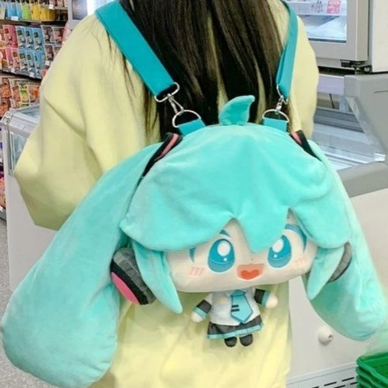 Cartoon Hatsune Miku Ponytail Swing Series Plush Doll Bag Cute 2D Hatsune Peripheral Plush Doll Soft Bag Girl Pillow Dolls Gifts
