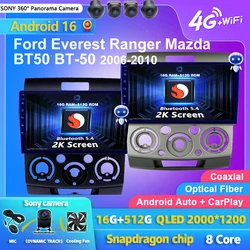 Android 16 Carplay Auto Car Radio Multimedia Player For Ford Everest Ranger Mazda BT50 BT-50 2006-2010 GPS Stereo 2din Head Unit