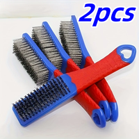 2pcs Heavy Duty Stainless Steel Wire Brush - Non-Slip Plastic Handle for Rust, Paint & Welding Slag Removal, Industrial Cleaning