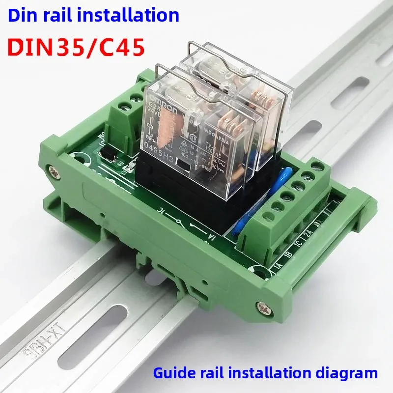 1pcs,2 Channel 1 SPDT DIN Rail Mount Relay Module G2R-1-E Type 16A 12V 24V DC  NPN Compatible Interface