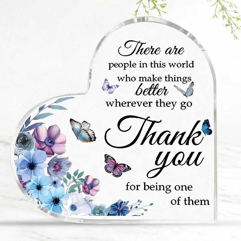 Gratitude Inspirational Saying Heart Acrylic Ornament Appreciation Desktop Decoration