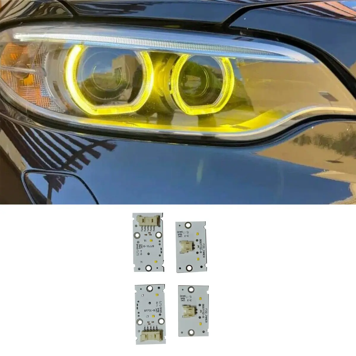 

Headlight LED Module LED Light Yellow Color OE# 63117388923 63117388924 For BMW 2 Series F22 F87 M2 F23 2014 2015 2016 2017