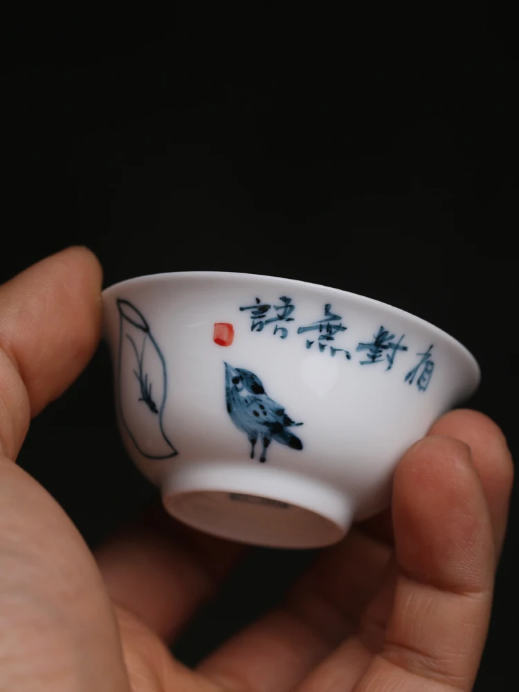 Handmade Painting Of 'Relatively Silent' In Old Chaozhou, With Thin And TransparenT Body. High TemperaTure CeramiC Underglaze