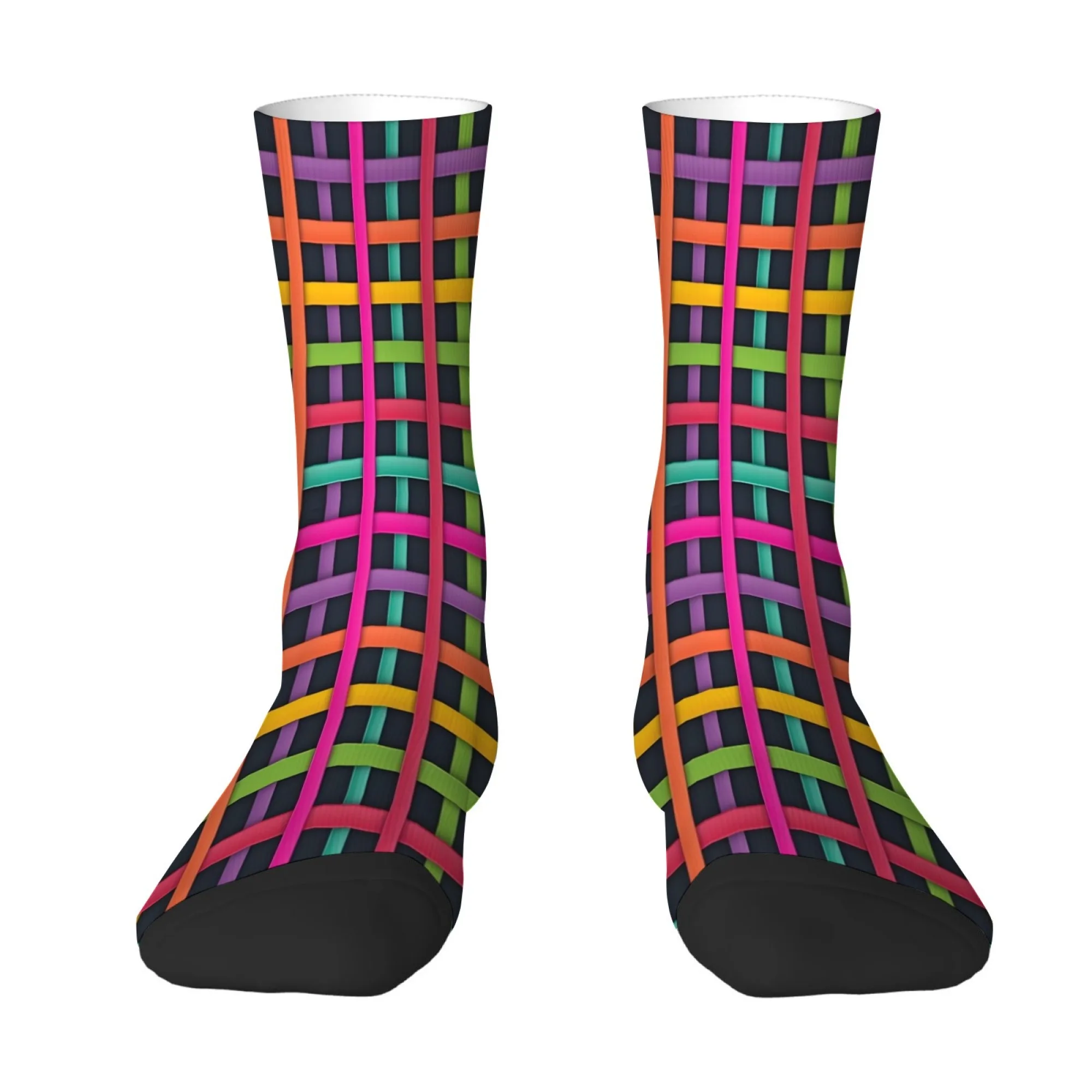 Colorful Weave Checkered Men's Socks Retro Style Outdoor Casual Fashion Socks Novelty Funny Hip-Hop Happy Socks Crazy Party Gift