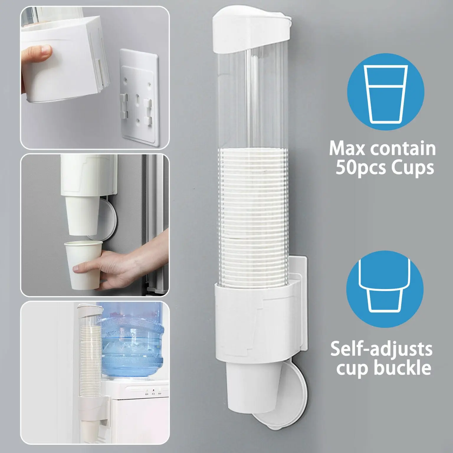 

Wall Mounted Disposable Paper Cups Holder Dispenser Automatic Cup Storage Rack Cups Holder For Water Dispenser Cups Container