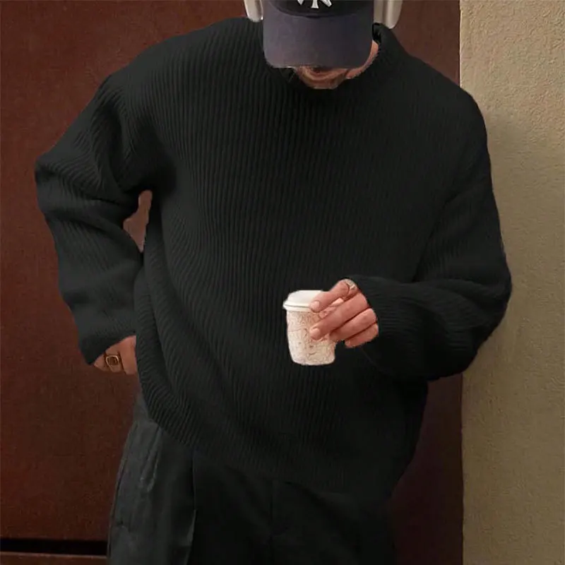 

Новое зимне-весеннее однотонное нижнее белье, свитер с круглым вырезом, мужская свободная повседневная трикотажная рубашка в корейском стиле, азиатские размеры