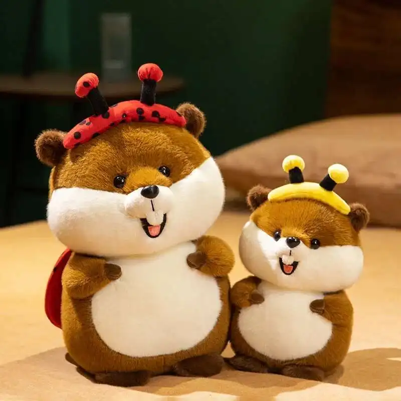 

Creative Bee&Ladybug Dressed Marmot Plush Toys Fluffy Happy Cartoon Groundhog Doll Lovely Children Companion Room Decor