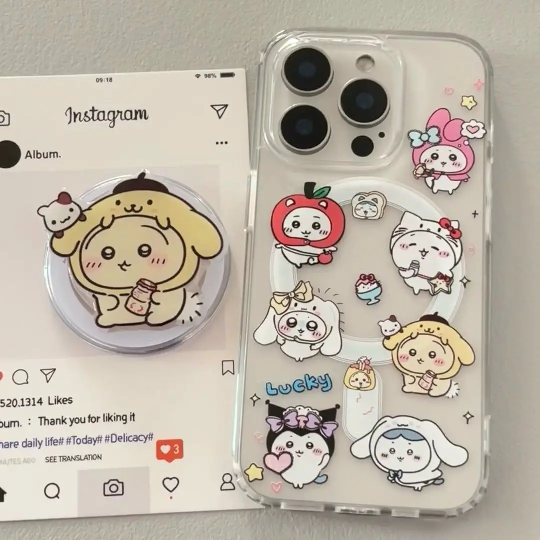 Chiikawa,Hachiware,Usagi Cute Cartoon Magnetic Phone Holder, Adhesive Back Sticker, Ins-Style New Magsafe Compatible Pop Socket view 2