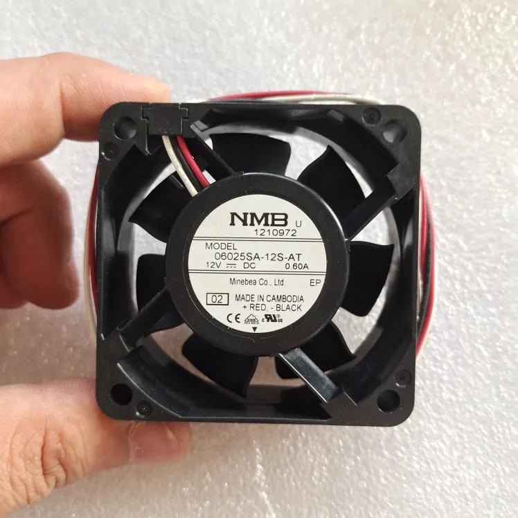 NMB 06025SA-12S-AT 02 DC 12V 0.60A 60x60x25mm 3-Wire Server Cooling Fan