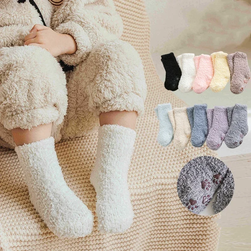 Winter Thick Coral Fleece Children Warm Kids Socks Girls Boys Toddler Soft Baby Autumn Stuff Newborn Anti-slip Floor Socks 0-5Y