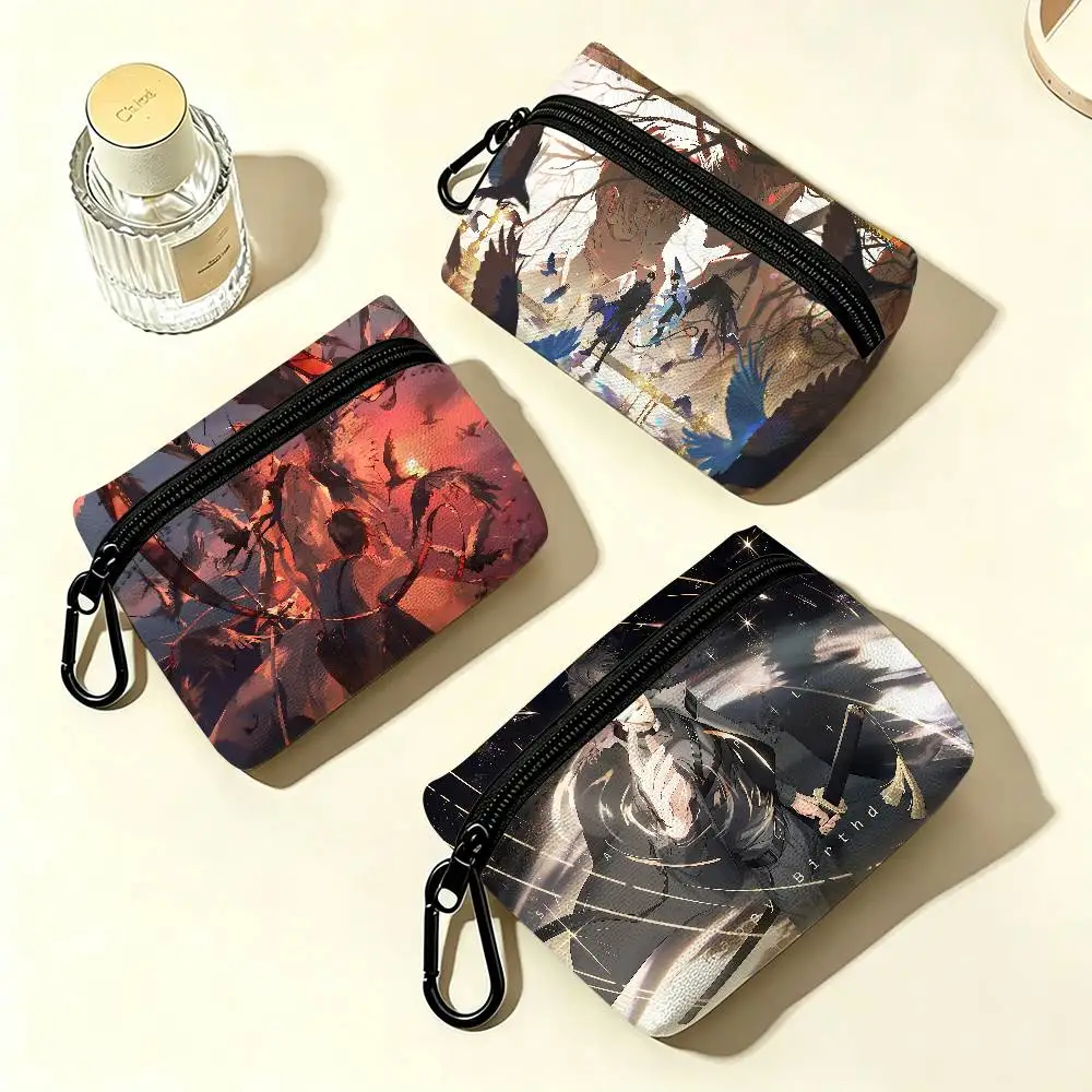 Anime Omniscient R-Reader V-Viewpoint White Oxford Cloth Zipper Coin Purse Lightweight Hanging Key Pouch Card Holder