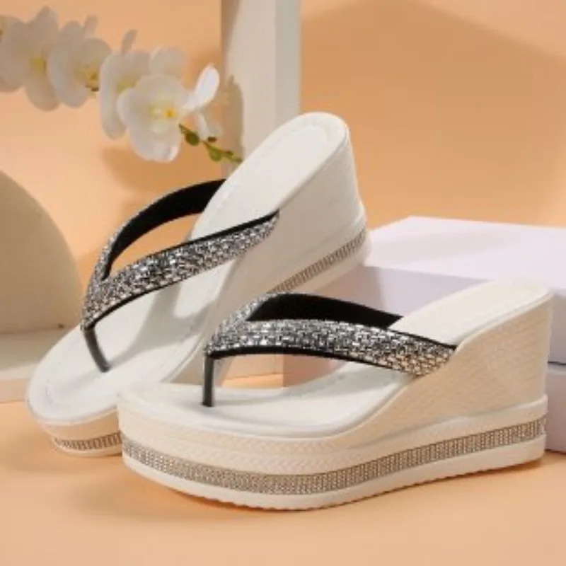 

Chunky Platform Party Sandals Women Summer Plus Size 35-43 Thick Bottom Sandal Woman Crystal Detor Flip Flops Slippers Mujer