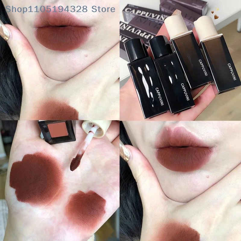 [MP]Cappuvini Ambra Liscio come la seta Fango per labbra Mousse Lucidalabbra opaco Colore nudo Labbra Base Trucco Cosmetici duraturi impermeabili