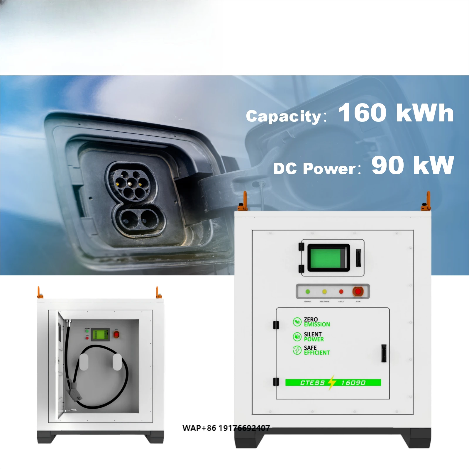 Portable EV Charging Station 160kwh DC Fast Charge Off Grid Power Box 90kW CCS2 Mobile Industrial Energy Storage System