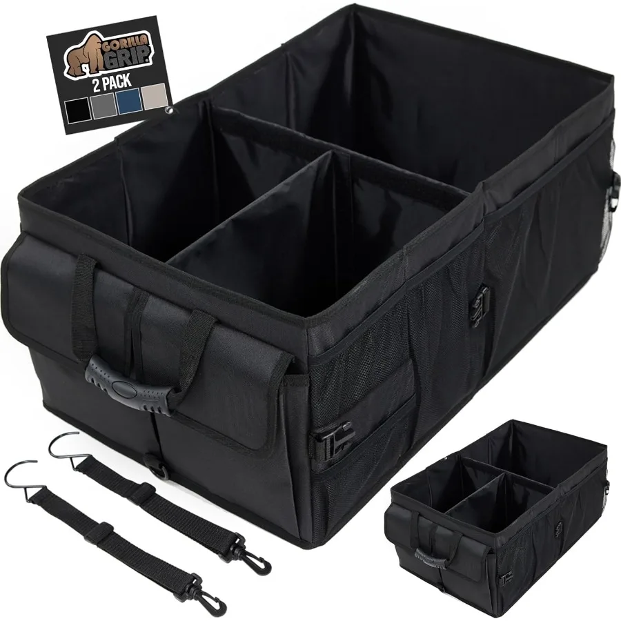 

Large Capacity Sturdy Trunk Storage Organizer Slip and Water Resistant Collapsible Organization Container for Car Sedan or SUV