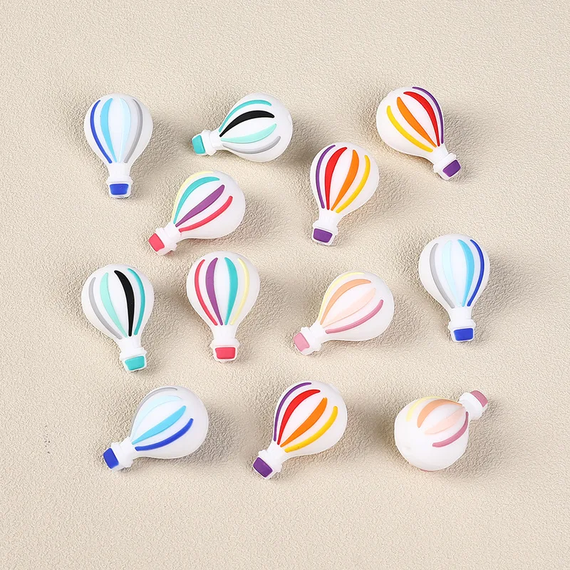 20pcs Balloon Silicone Beads BPA Free Food Grade Silicone Pacifier Chain Clips Beads Newborn Baby Toys DIY Jewelry Accessories