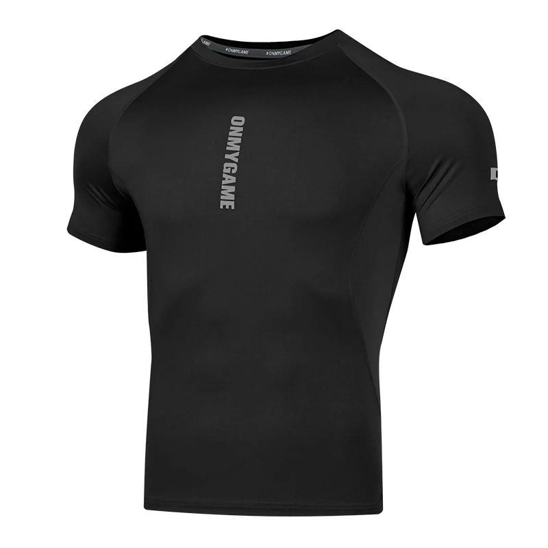 DROZENO Breathable Short Sleeve Men's Summer Tight Fitness Clothes Three-sleeve Training Running