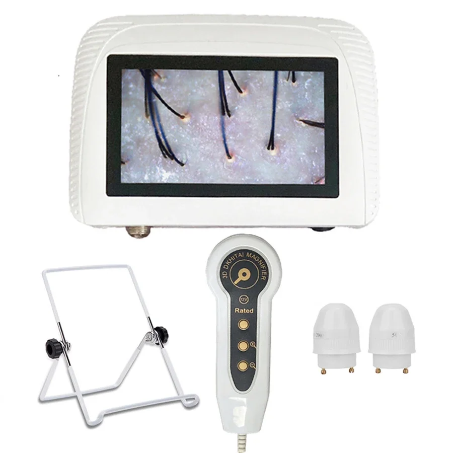 50X/200X Hair Follicle Scalp Skin Analyzer Detection Magnifying Microscope LCD Digital Dermatoscope Scalp Hair Detector Tester