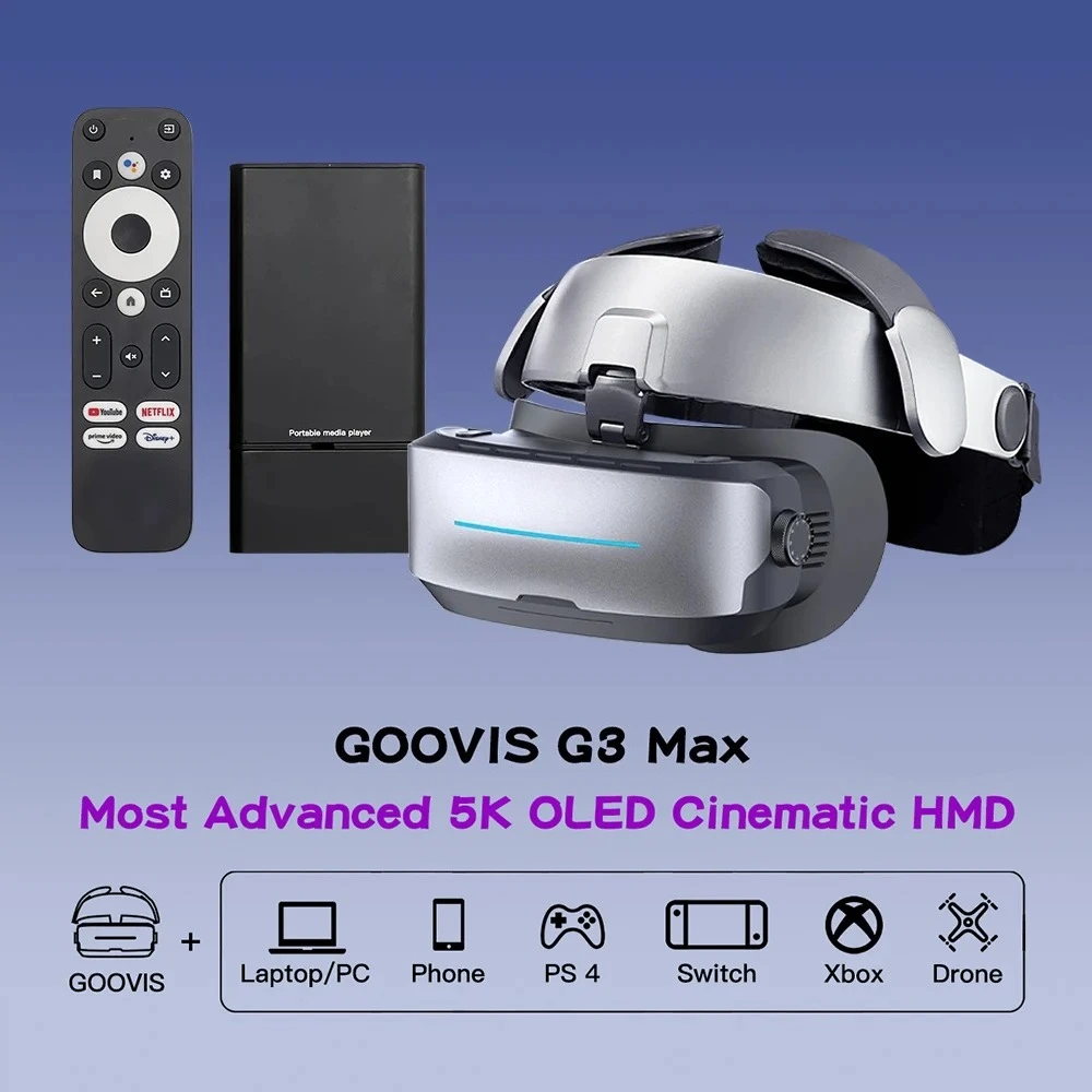 

S G3Max 5K OLED 3D Cinematic HMD Гигантский экран Персональные театральные очки, совместимые с iPhone 15SteamDeckMacAndroidblue ray