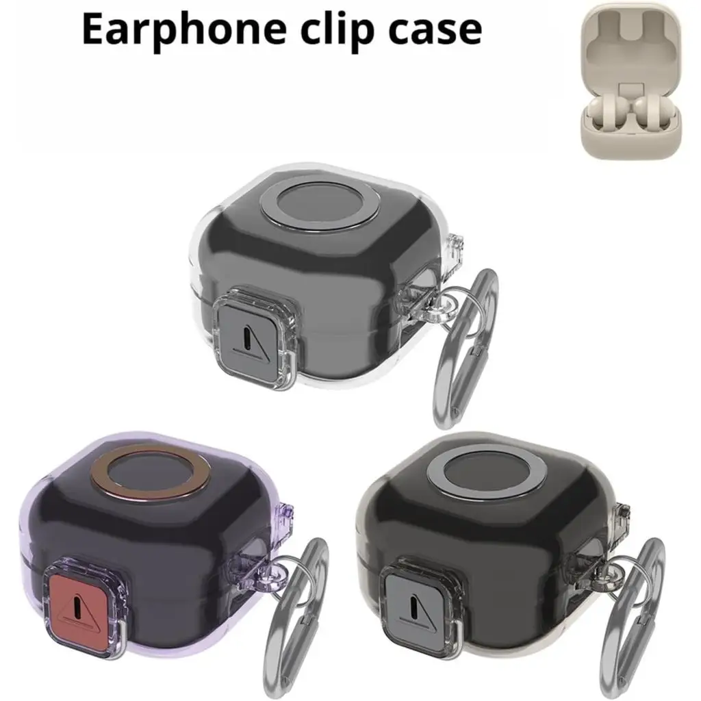Case for Sony LinkBuds Clip WF-LC900, Hard PC Full-Body Protective Cover Shockproof with Carabiner and Cleaner Kit