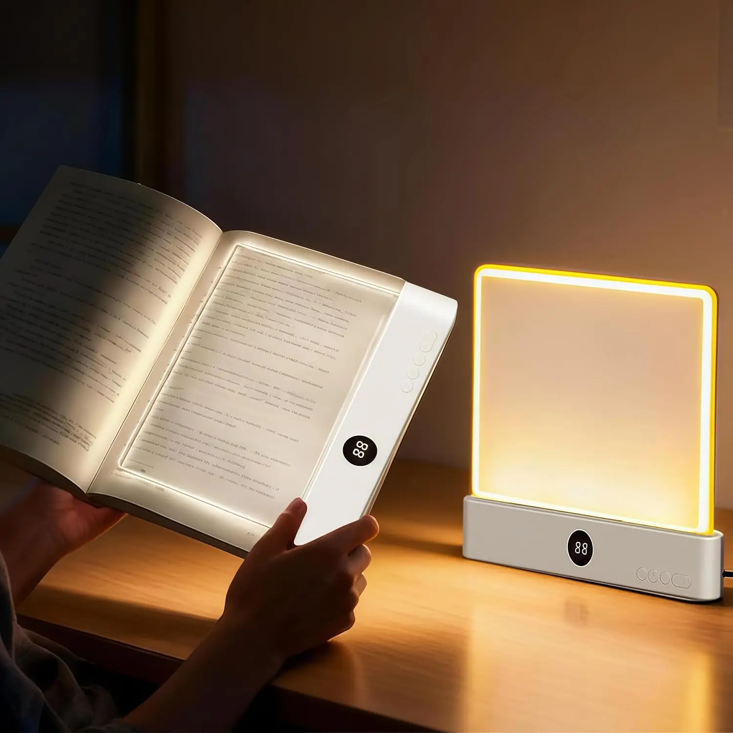 Smart LED Reading Light, Book Lights for Reading at Night, Dimmer Flat Book Light,Rechargeable LED Clear Full Page Reading Lght