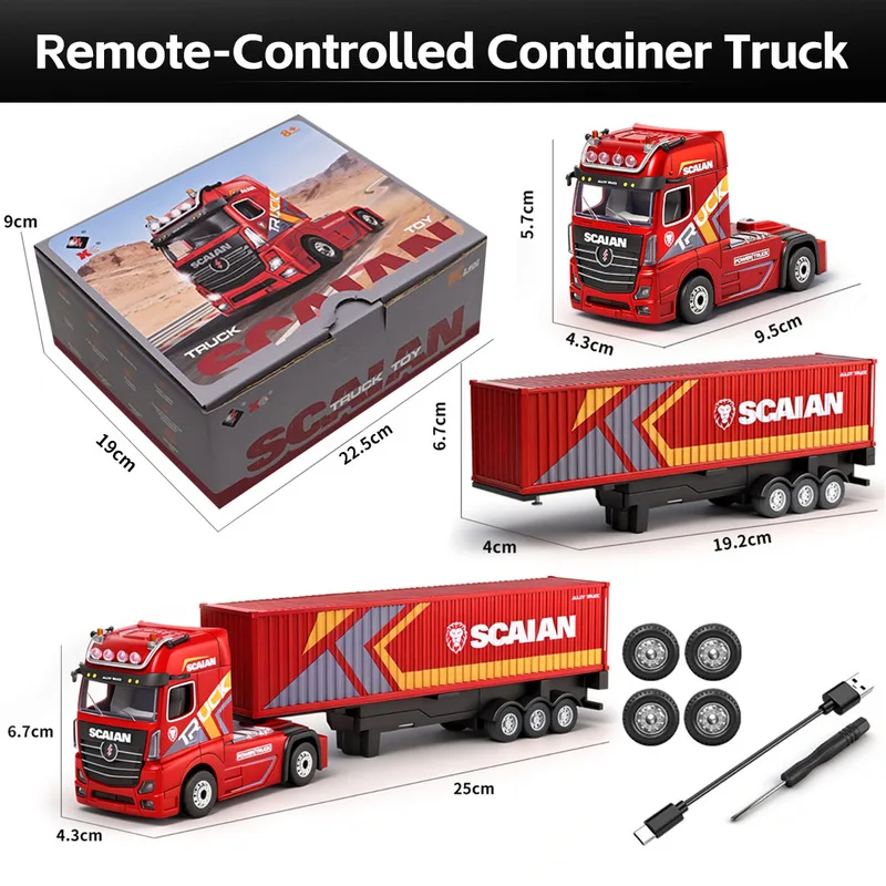 

Wltoys 6408 1:64 RC Car Mini Alloy 4WD Container Truck Drift Racing 2.4G Remote Control Tractor with Trailer Model Kids Toy New