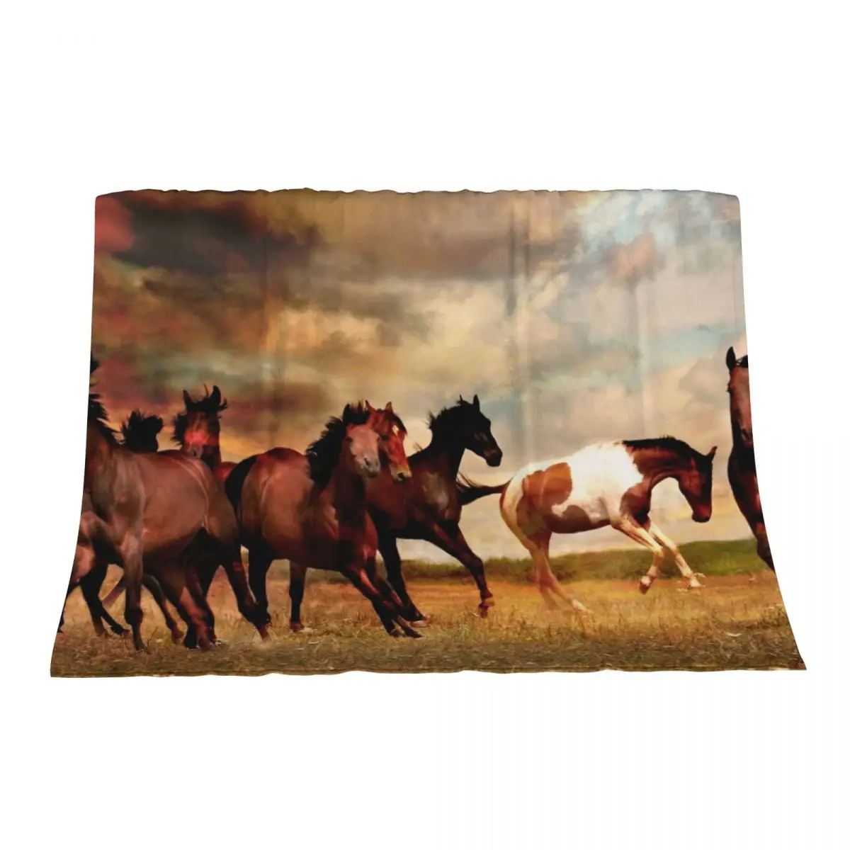 

Wild Horses On The Prairie Throw Blanket Furry Blankets Sofas Of Decoration Summer sofa bed Blankets
