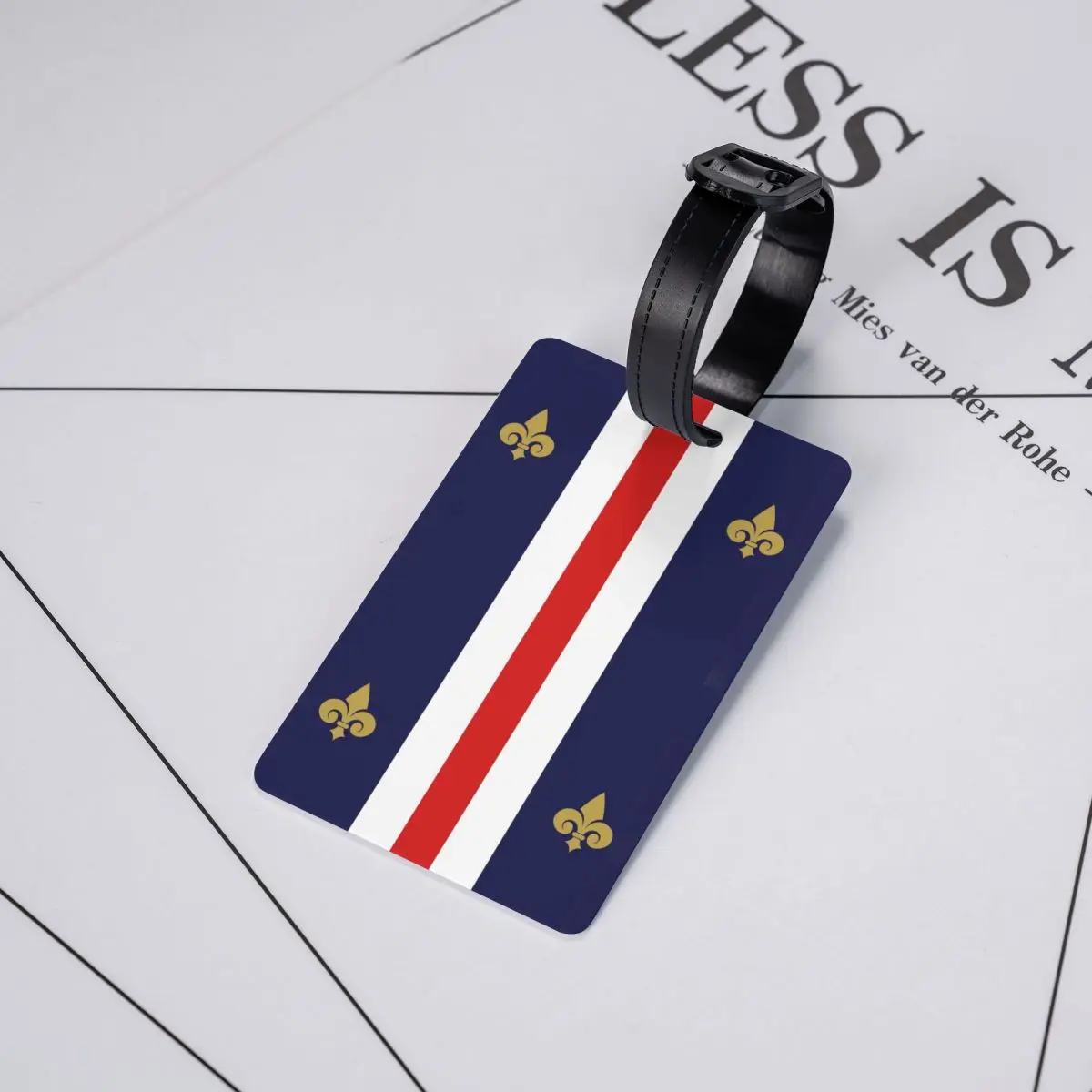 Etiquetas De equipaje con bandera francesa De Fleur De Lis, Etiquetas De equipaje personalizadas con flor De lirio, cubierta De privacidad, tarjeta De identificación con nombre