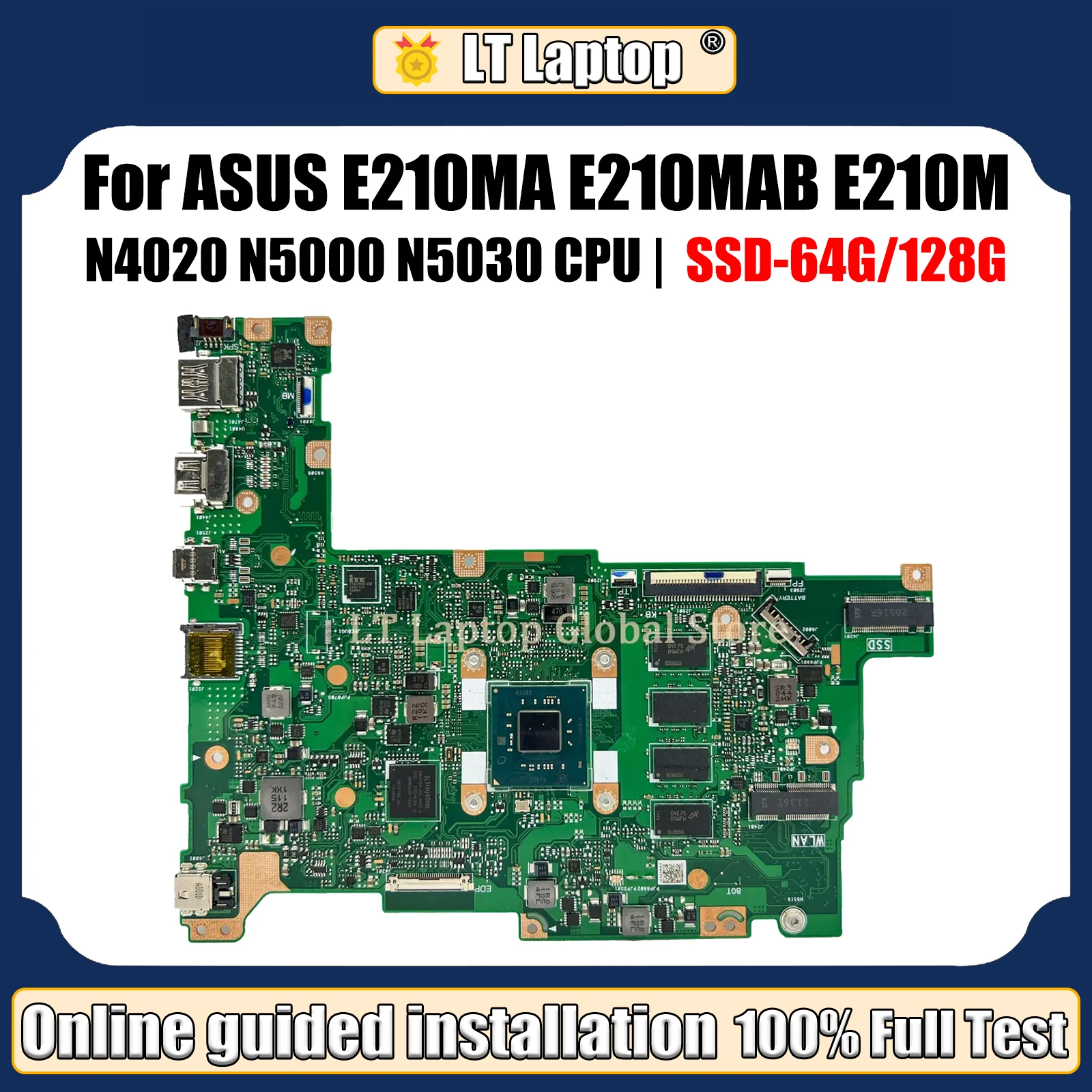 

LT Laptop E210MA Mainboard For ASUS Vivobook 12 E210MAB E210M E210 Motherboard CPU N4020 N5000 N5030 4GB-RAM SSD-64G/128G