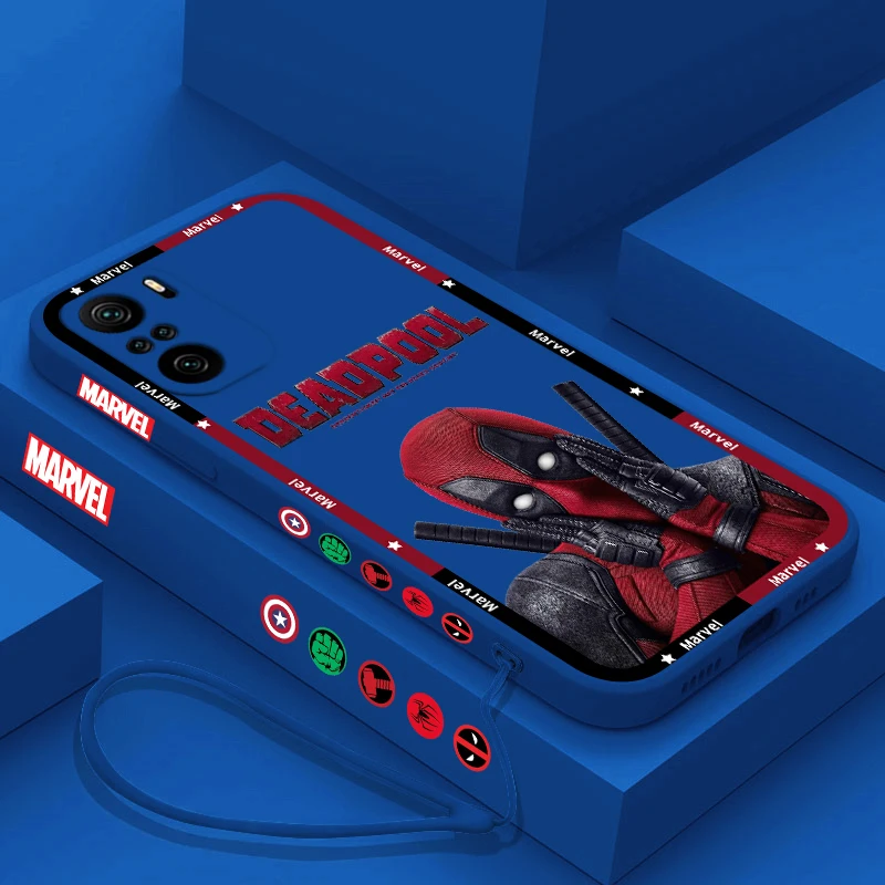 Marvel Superhero Deadpool dla Xiaomi Redmi Note 13 12 12Pro 11 11S 11T 10S 10 Pro Plus 5G etui na telefon z płynną lewą liną