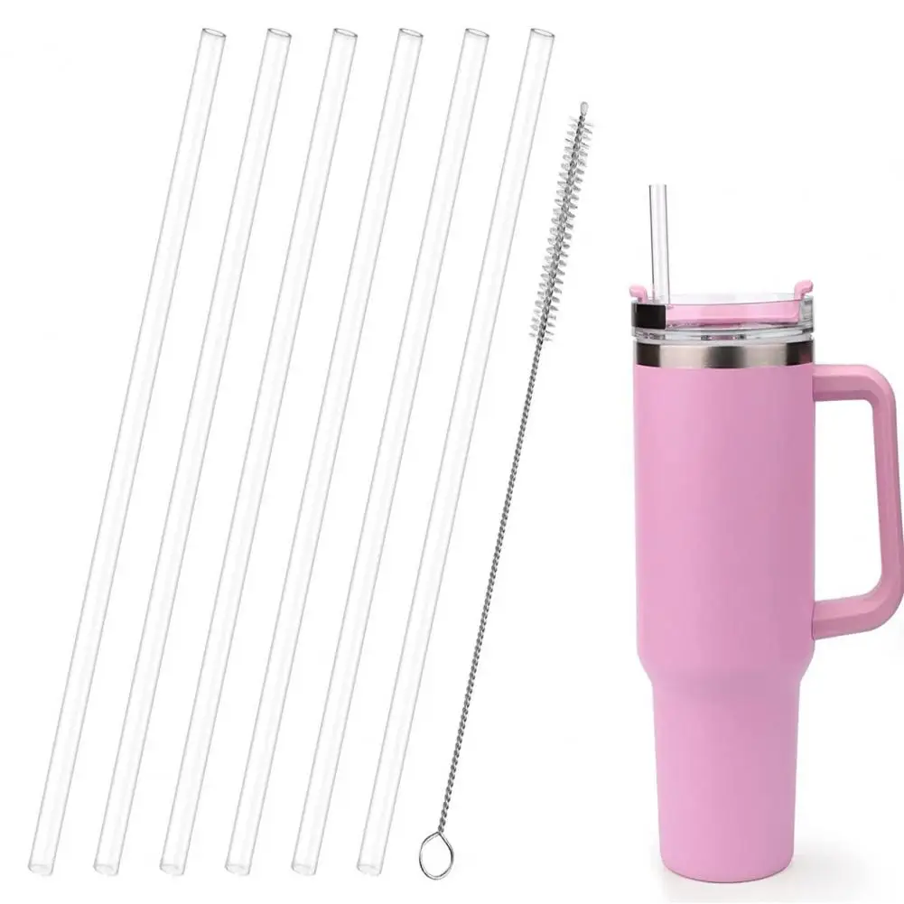 6Pcs/Set Cup Straws Reused BPA Free Easy to Clean Cuttable Drink Water Rubber Adventure Quencher Water Straws Kitchen Supply