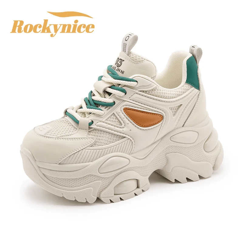 

Женские осенние кроссовки 2025 года, повседневная спортивная обувь на высокой платформе, женские новые кроссовки на толстой подошве 8 см, массивные кроссовки с дышащей сеткой