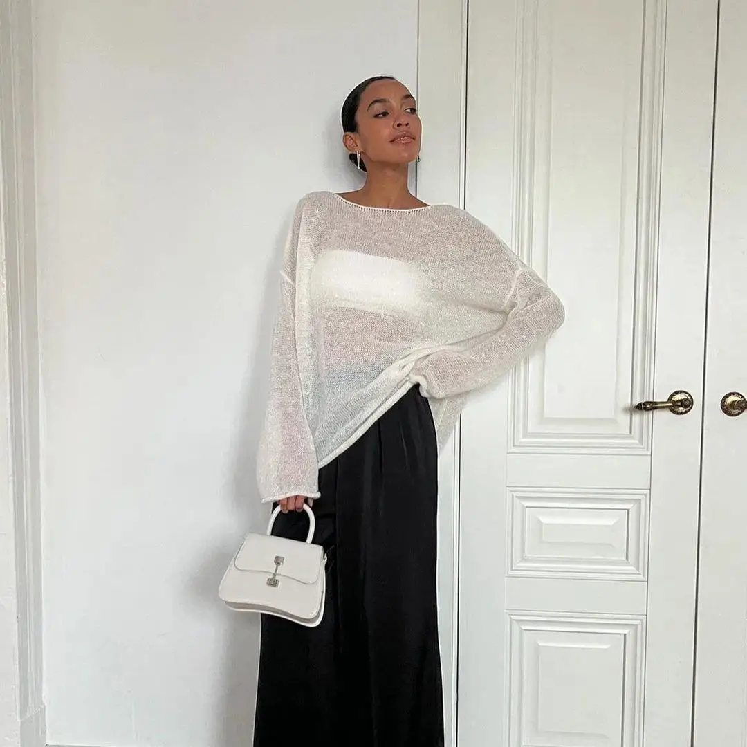 

Large Long Women's round Ne T-irt Sweater Thin Size Cosplay Costume Casual Comfortable Faionable plus Size Clothing